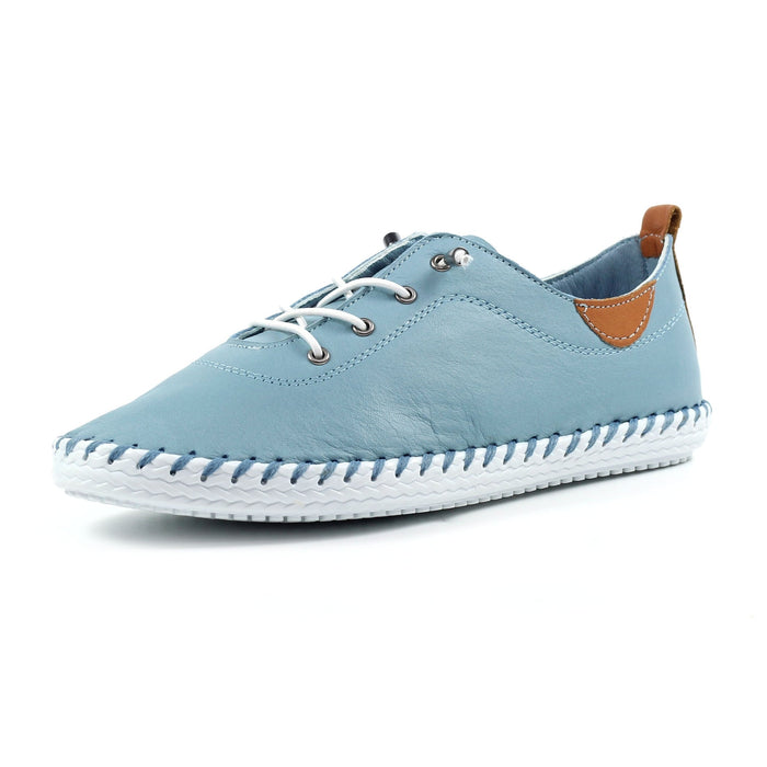 St. Ives Light Blue Leather Plimsoll