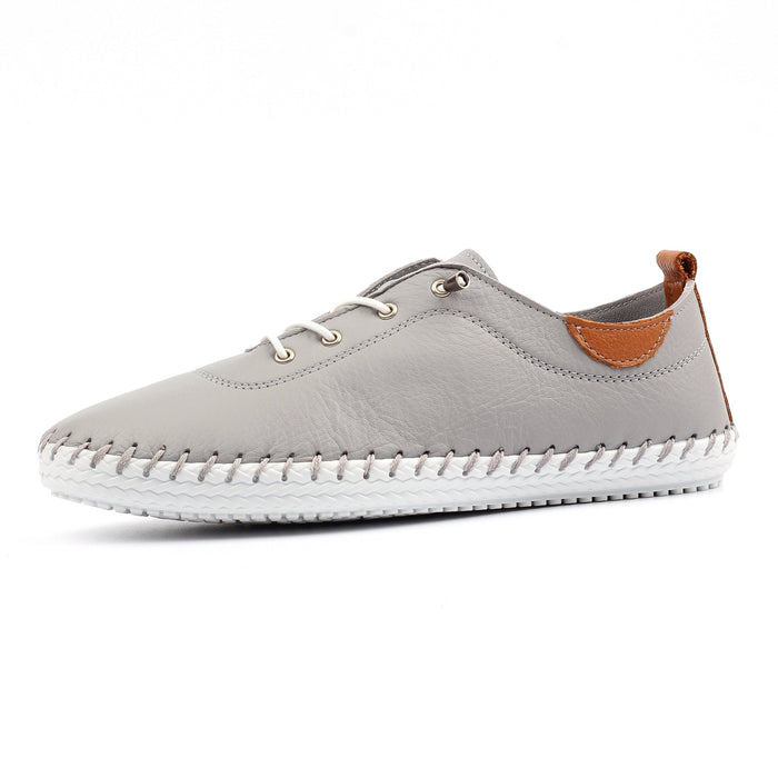 St Ives Light Grey Leather Plimsoll