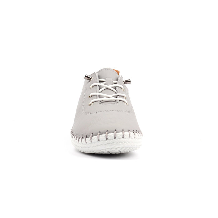 St Ives Light Grey Leather Plimsoll