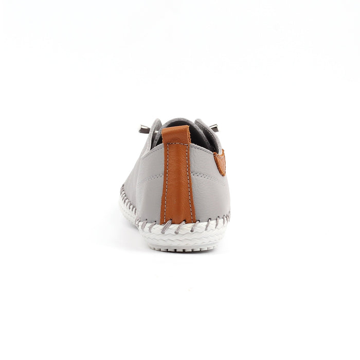 St Ives Light Grey Leather Plimsoll