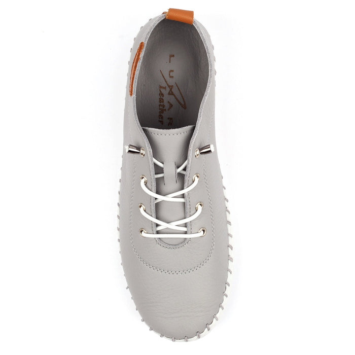 St Ives Light Grey Leather Plimsoll