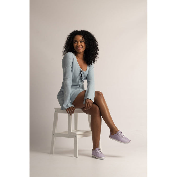 St Ives Lilac Leather Plimsoll