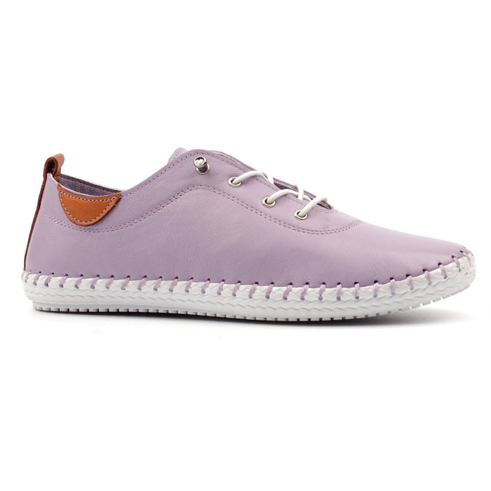 St Ives Lilac Leather Plimsoll