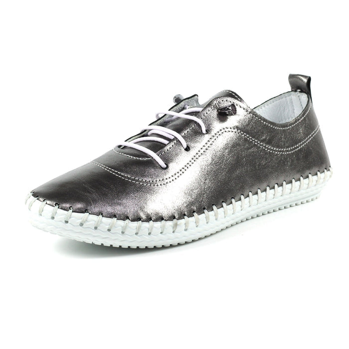 St. Ives Metallic Pewter Plimsoll
