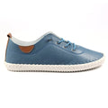 St. Ives Mid Blue Leather Plimsoll