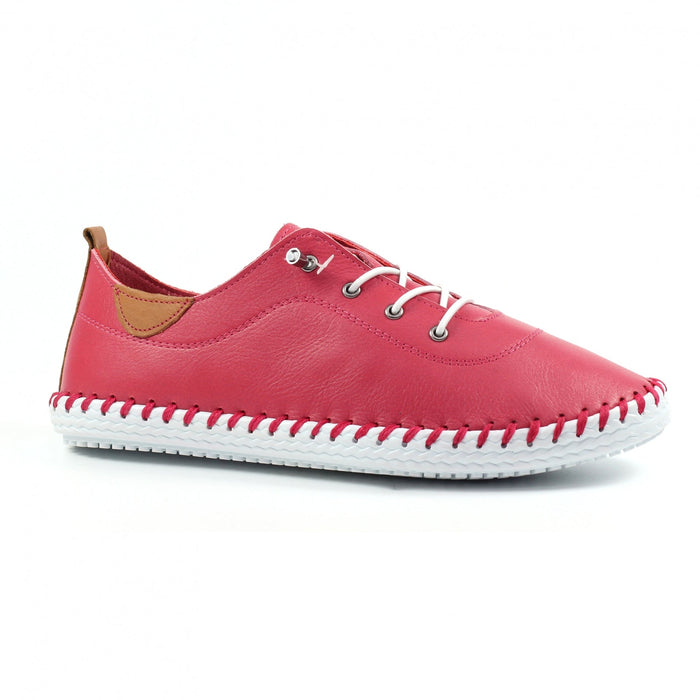 St. Ives Raspberry Leather Plimsoll