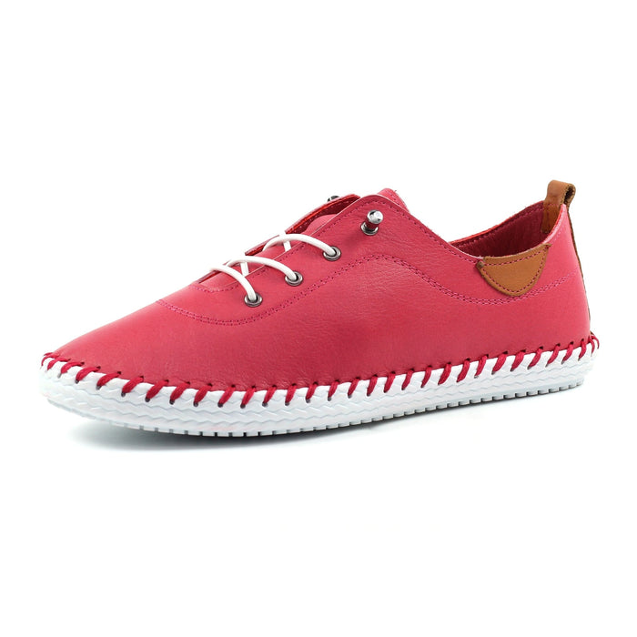 St. Ives Raspberry Leather Plimsoll