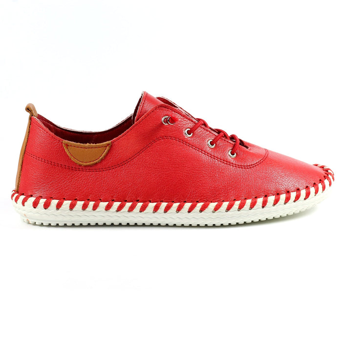 St. Ives Red Leather Plimsoll