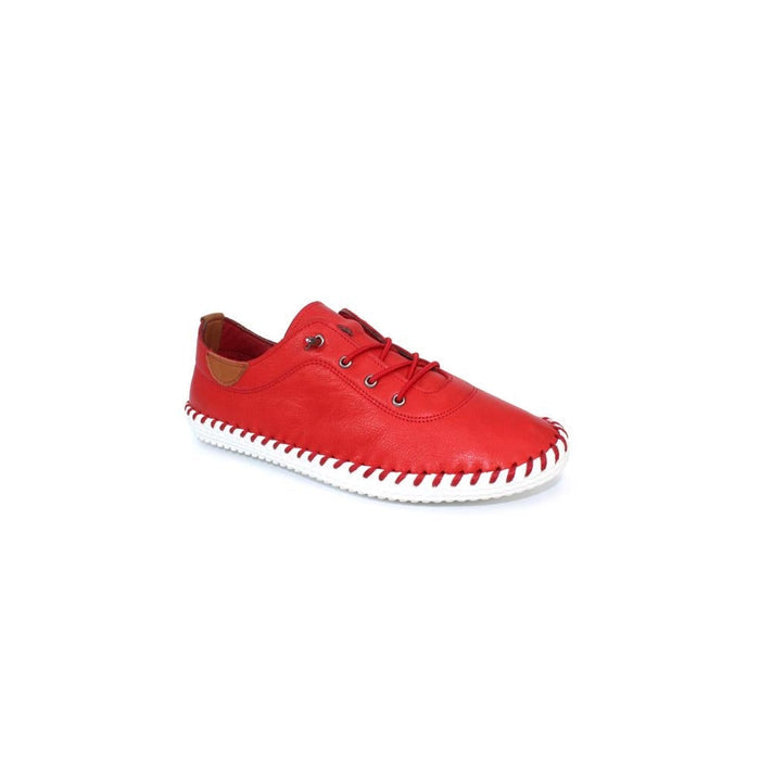 St. Ives Red Leather Plimsoll