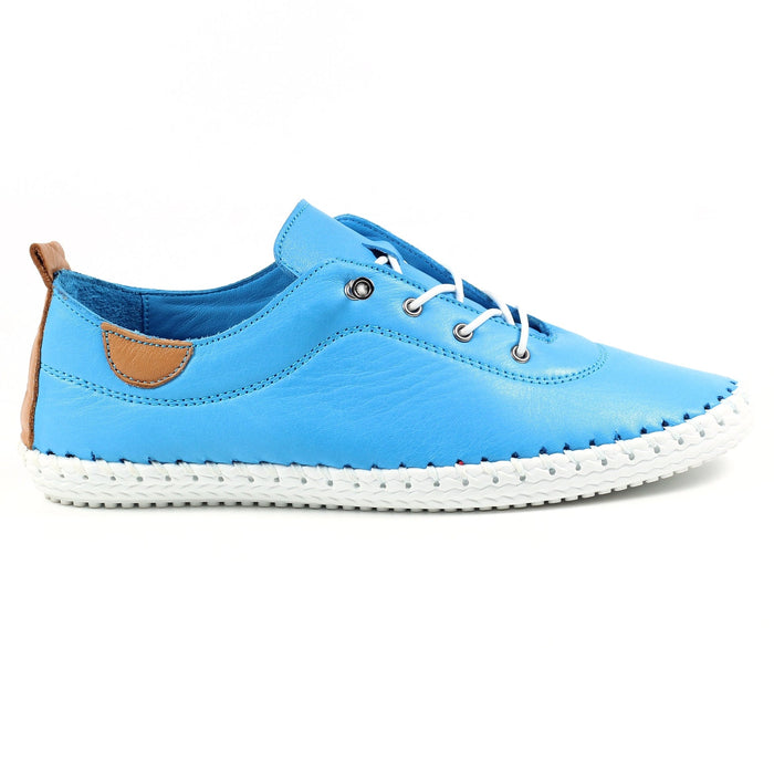St. Ives Santorini Blue Leather Plimsoll