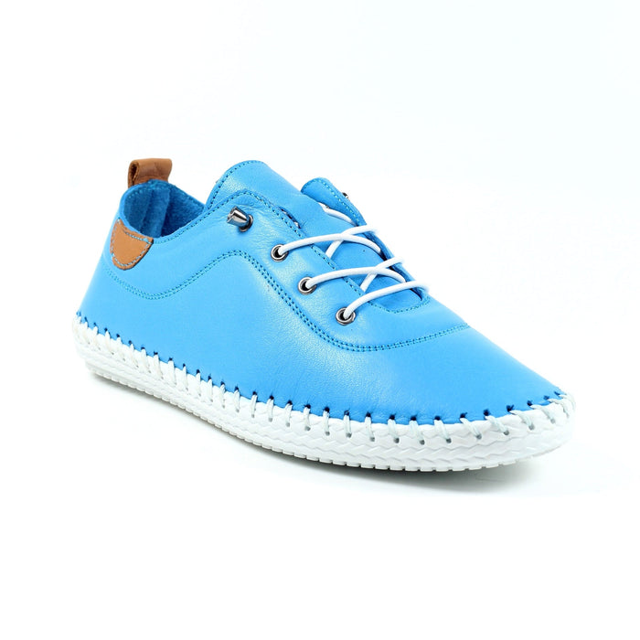 St. Ives Santorini Blue Leather Plimsoll