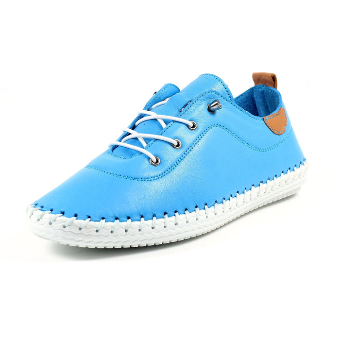 St. Ives Santorini Blue Leather Plimsoll