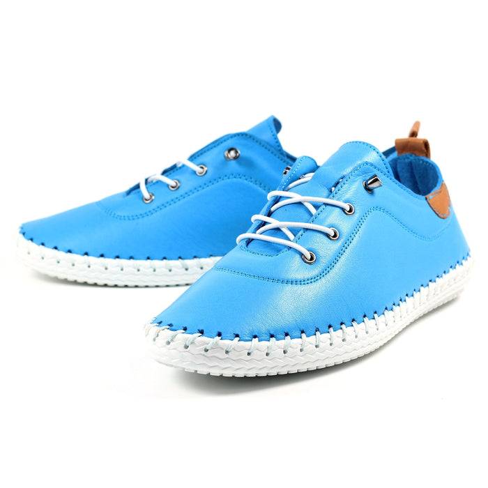 St. Ives Santorini Blue Leather Plimsoll