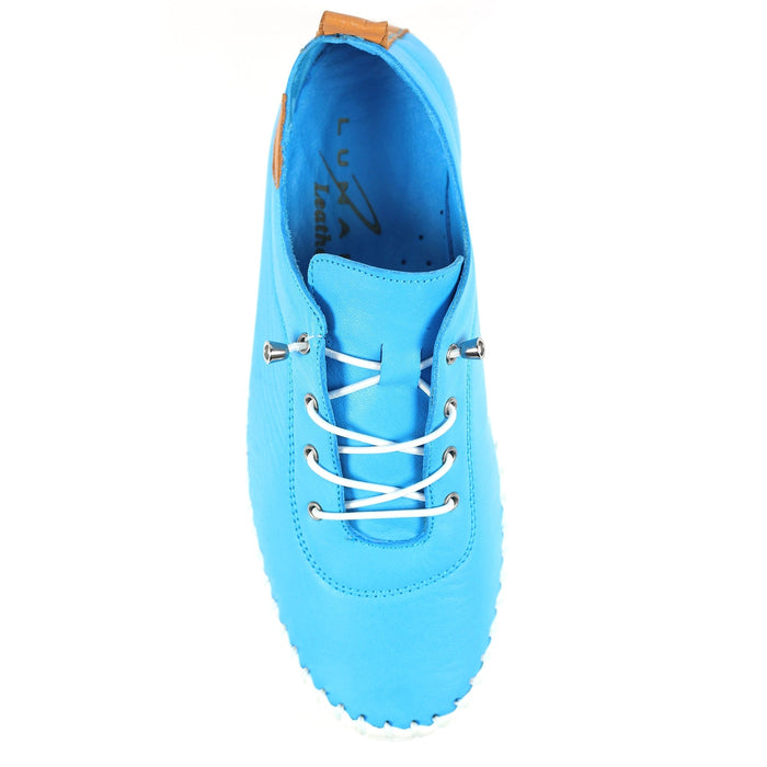 St. Ives Santorini Blue Leather Plimsoll