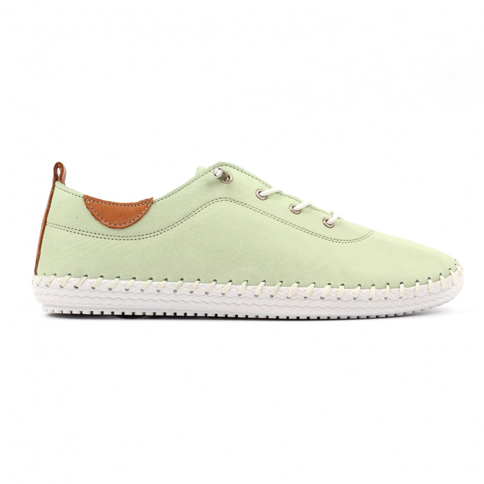 St Ives Soft Sage Leather Plimsoll