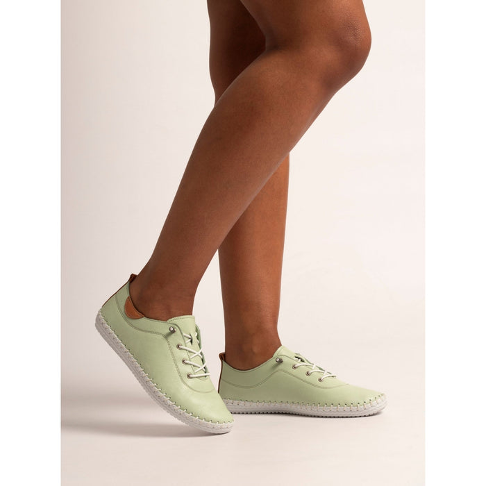 St Ives Soft Sage Leather Plimsoll