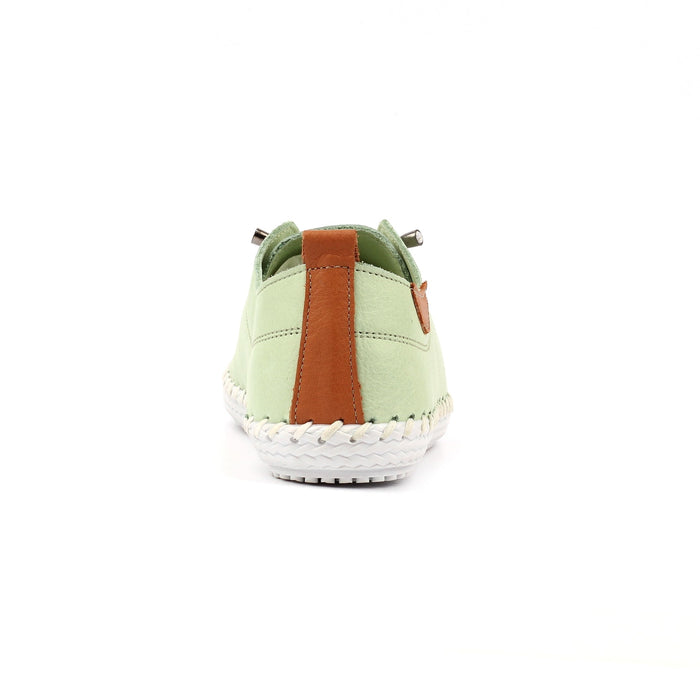 St Ives Soft Sage Leather Plimsoll