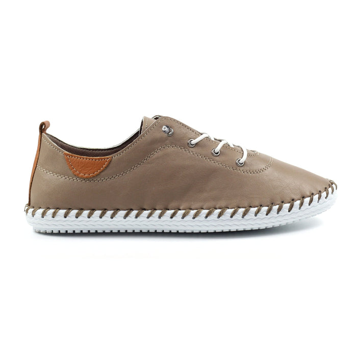 St. Ives Taupe Leather Plimsoll