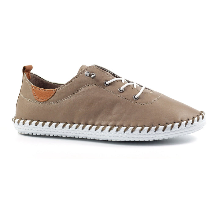 St. Ives Taupe Leather Plimsoll