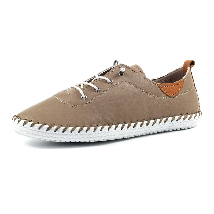 St. Ives Taupe Leather Plimsoll