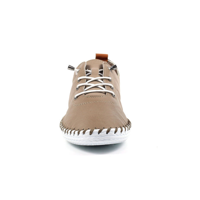 St. Ives Taupe Leather Plimsoll