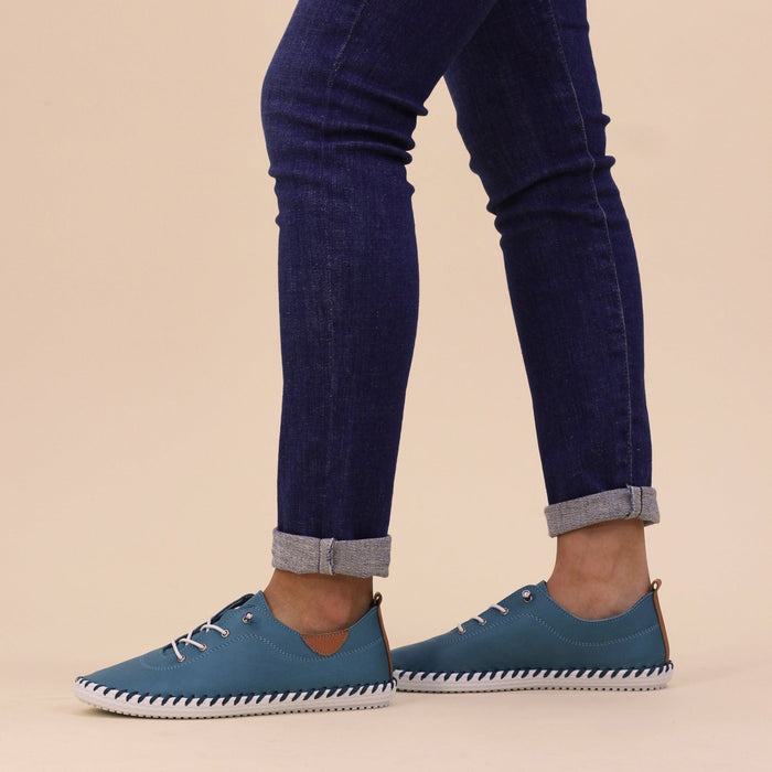 St. Ives Teal Leather Plimsoll