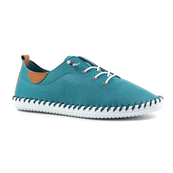 St. Ives Teal Leather Plimsoll