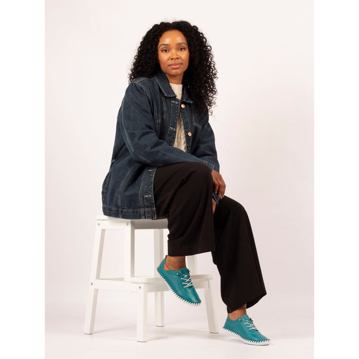 St. Ives Teal Leather Plimsoll