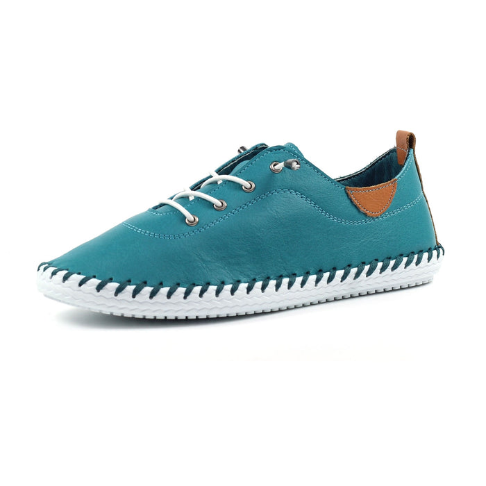 St. Ives Teal Leather Plimsoll
