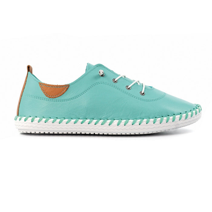 St. Ives Turquoise Leather Plimsoll