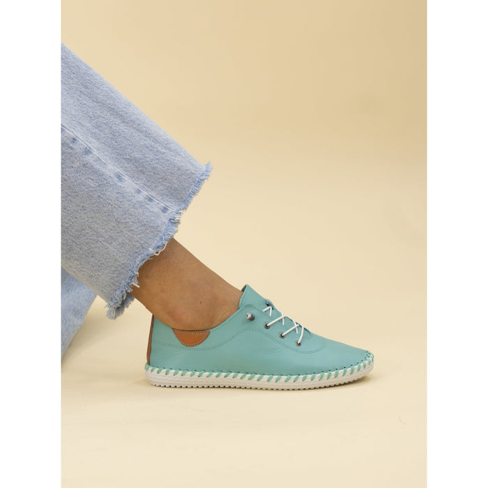 St. Ives Turquoise Leather Plimsoll