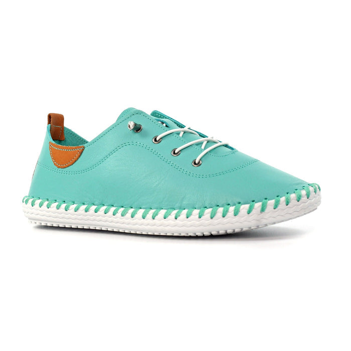 St. Ives Turquoise Leather Plimsoll