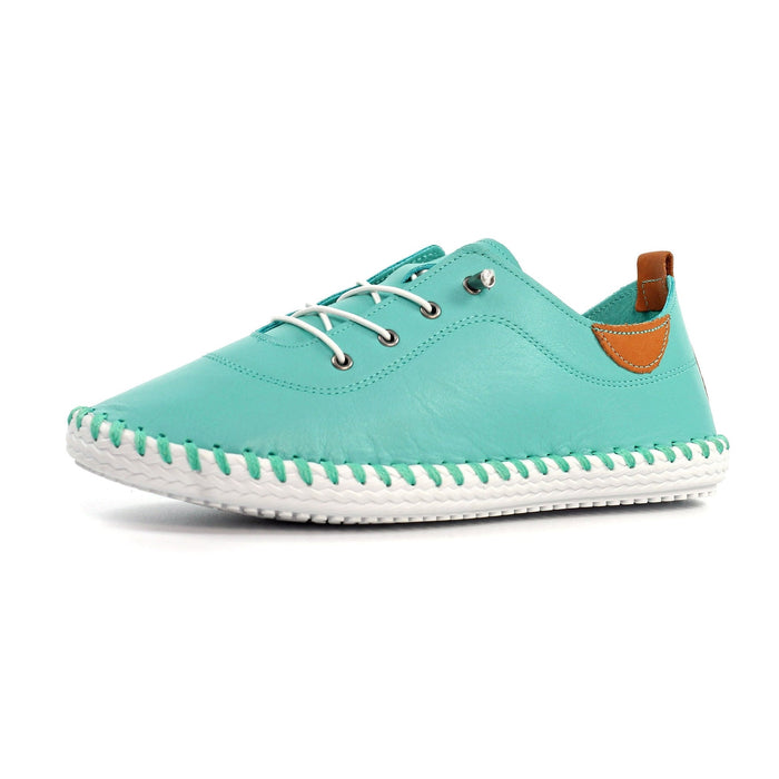 St. Ives Turquoise Leather Plimsoll