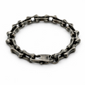 Gunmetal stainless steel chunky link chain bracelet with bold interlocking links and secure clasp
