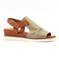 Steffi Khaki Leather Wedge Sandal