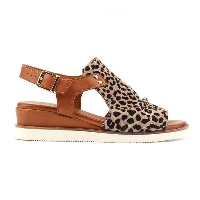 Steffi Ocelot Leather Wedge Sandal