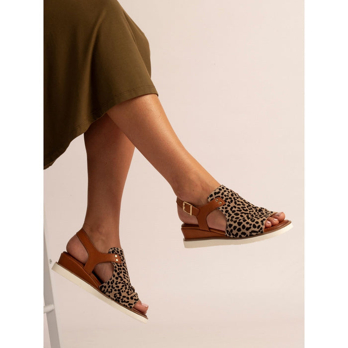 Steffi Ocelot Leather Wedge Sandal