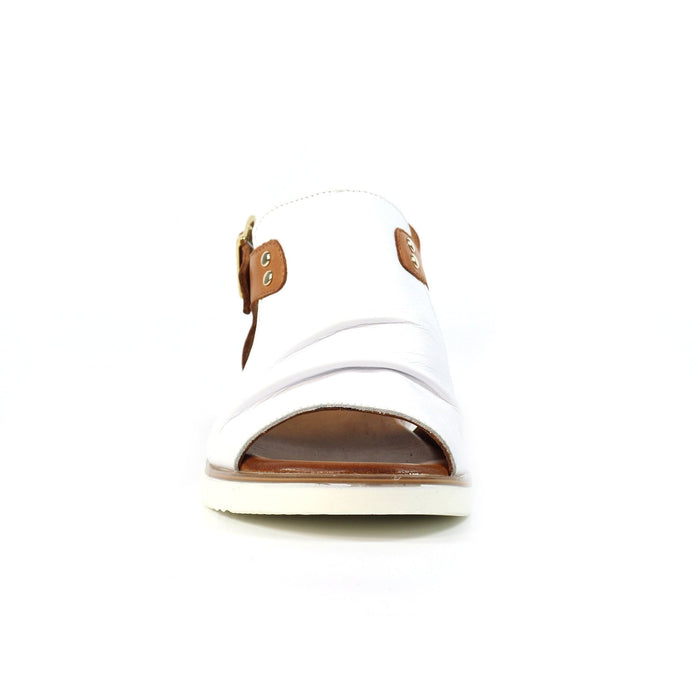 Steffi White Leather Wedge Sandal