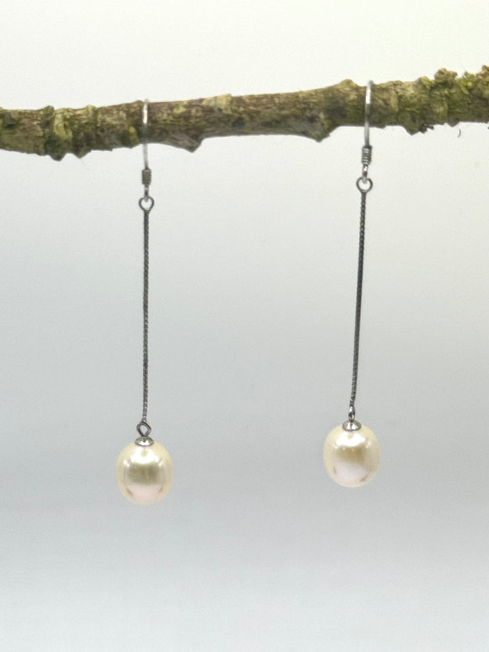 STERLING SILVER WHITE PEARL DANGLES