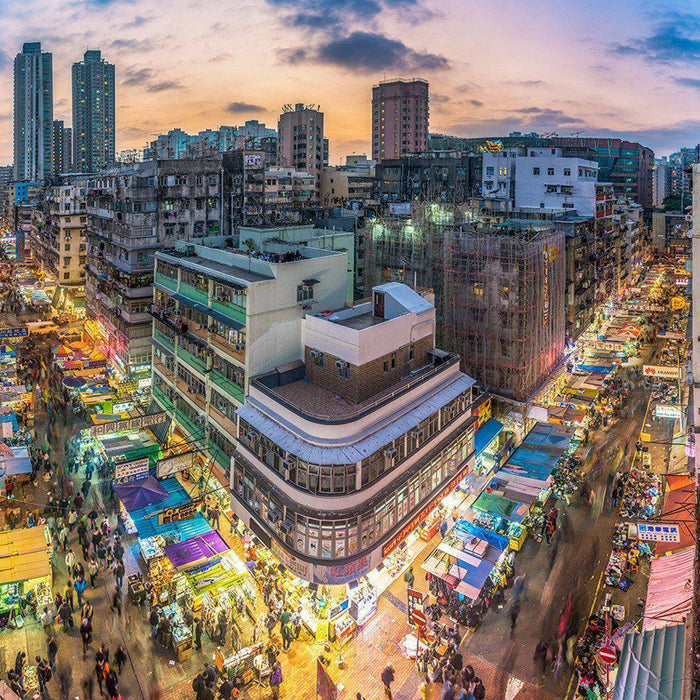 Streets of Hong Kong at Night Wall Mural-Wall Mural-Eazywallz