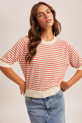 Striped Short Sleeve Sweater FINAL SALE