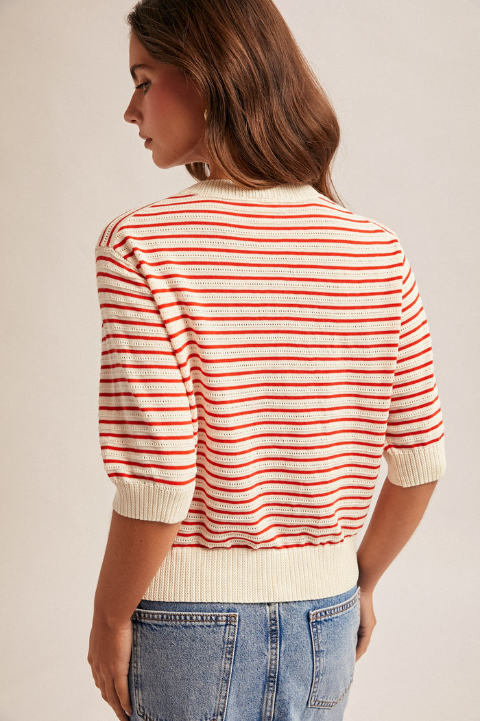Striped Short Sleeve Sweater FINAL SALE