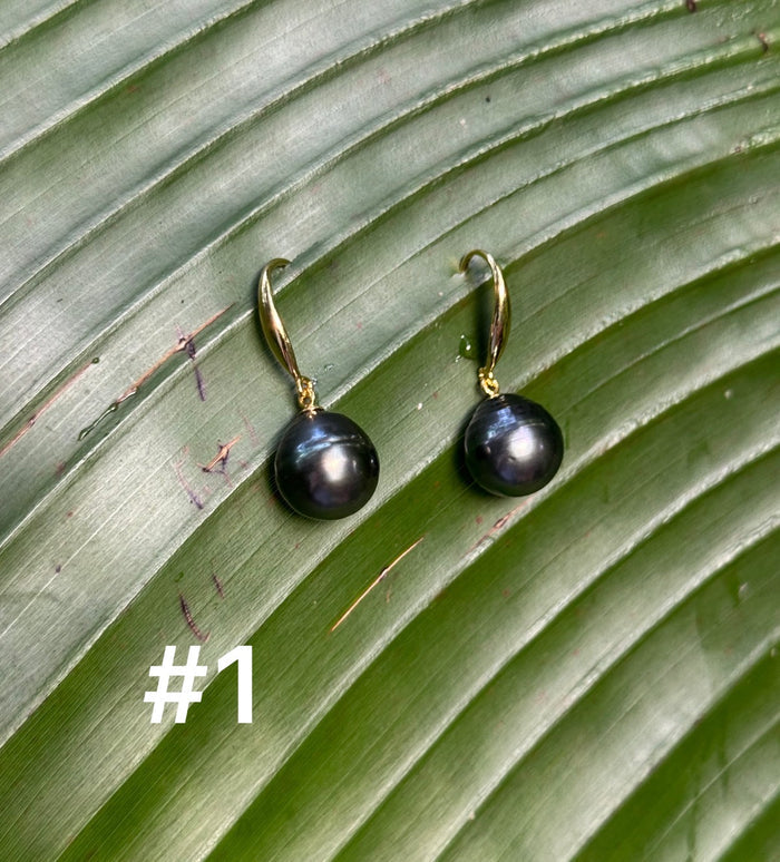 TAHITIAN PEARL DANGLE EARRINGS (9-10mm)