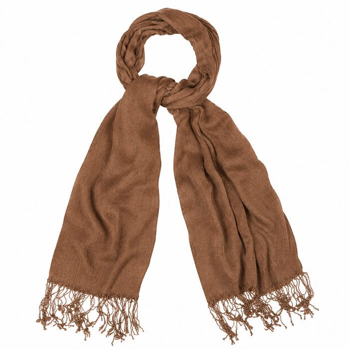 Tan Cotton Shawl Fringe Hijab