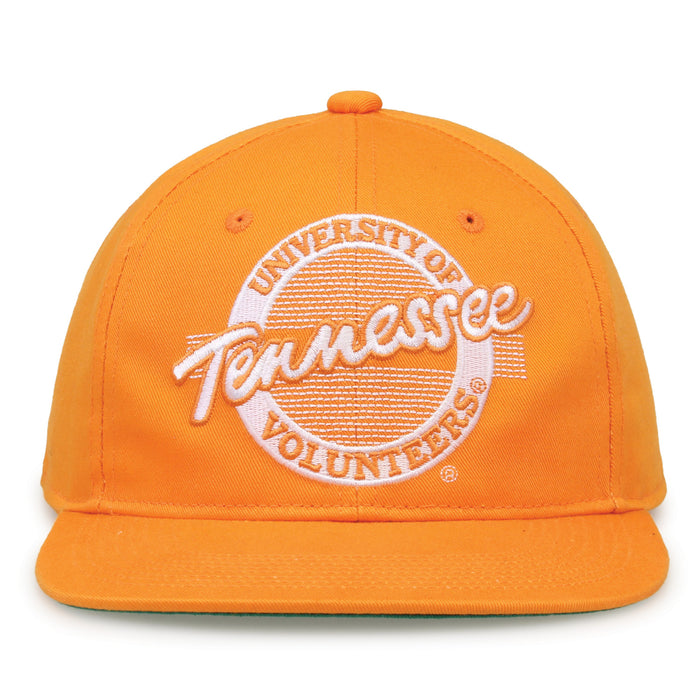 Tennessee Retro Circle snapback hat in Tennessee orange, front view