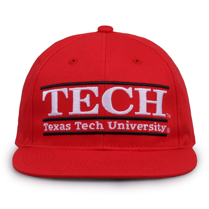Texas Tech Retro Bar snapback hat in red, front view