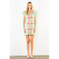 Th Flutter Sleeve Embroidery Detail Dress