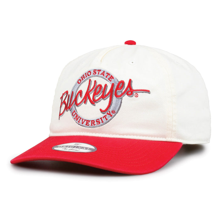 The Ohio State Original Circle snapback hat showing embroidered front design and curved brim, angled view