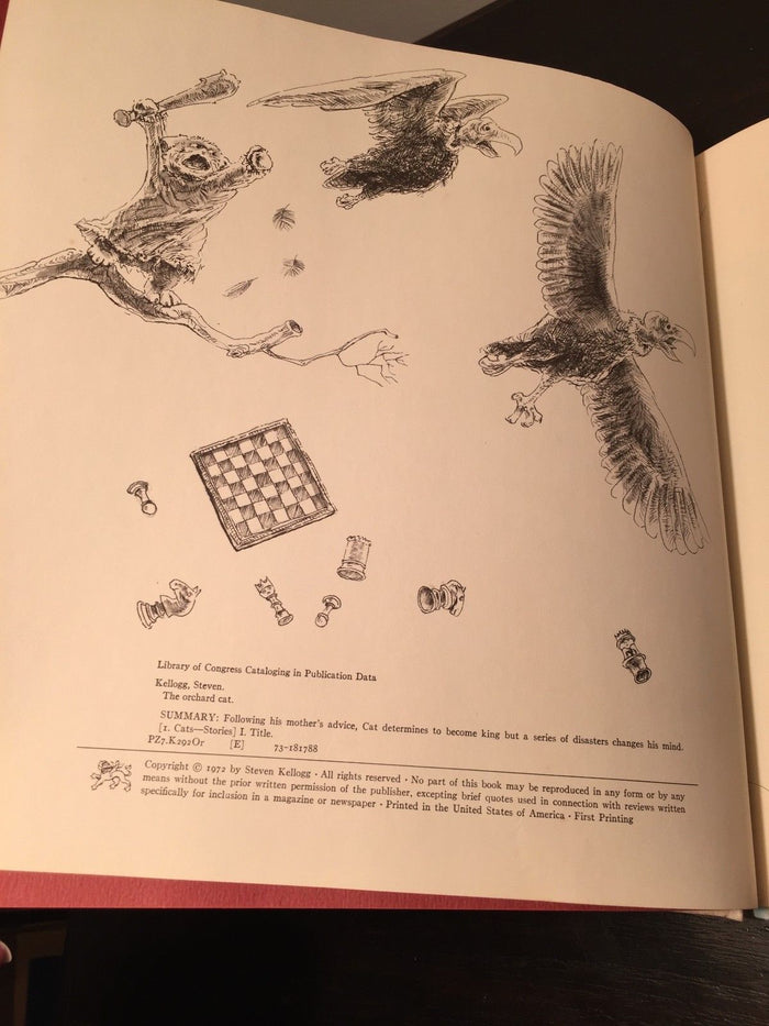 THE ORCHARD CAT Steven Kellogg 1st/1st RARE Library Ed. Signed Pen Drawing 1972