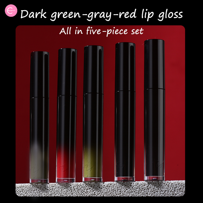 The U Cosmetic "Black, Green, Gray, Red" Lip Gloss Black mirror (mirror finish)